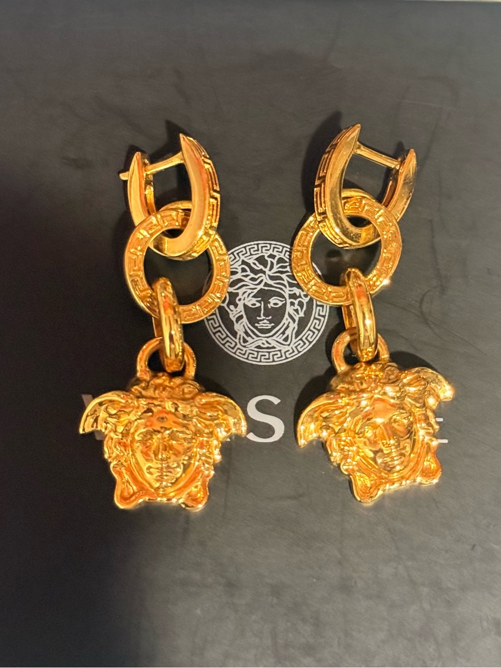 Versace Gold-tone Medusa Link Drop Earrings